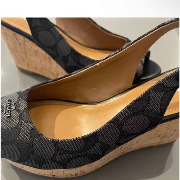 Coach Black Patterned Open-Toe Heels - Picture 5 of 6